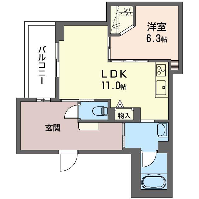 ゼフィールプラージュ由比ガ浜(1LDK/2階)の間取り写真