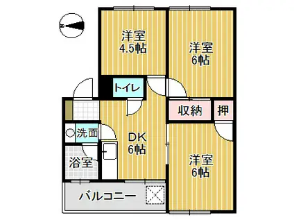 サンハイツ 砺波(3DK/2階)の間取り写真