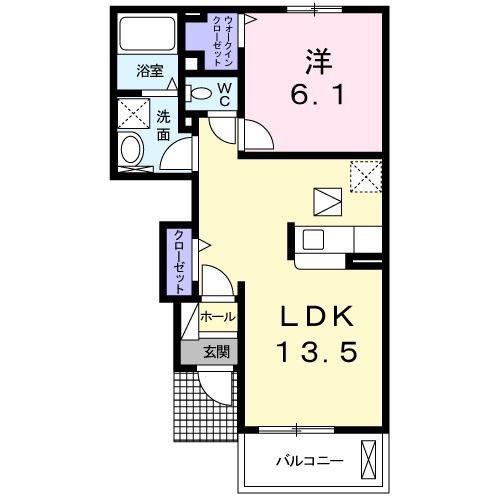 アンシャンテ(1LDK/1階)の間取り写真