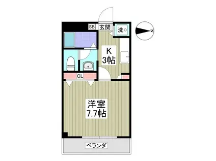 KURADO片柳(1K/1階)の間取り写真