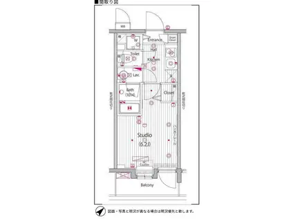 グランド・ガーラ桜木町駅前(1K/6階)の間取り写真