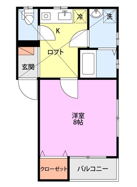 ラフレシア(1K/2階)の間取り写真