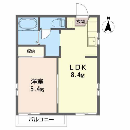 ハウスグリーンヒルC棟(1LDK/2階)の間取り写真