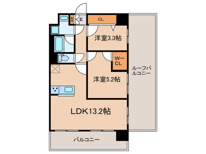 アスヴェル京都西大路サウス(2LDK/6階)の間取り写真