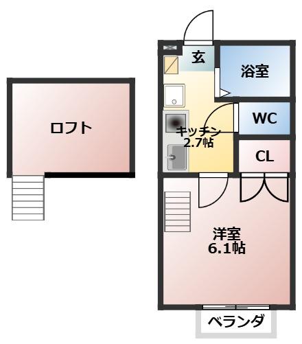 ウイスティリア本郷(1K/2階)の間取り写真