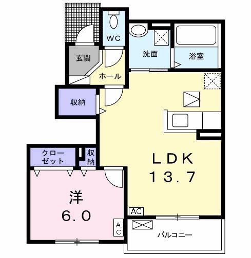 ルポーゼ・エスパスI(1LDK/1階)の間取り写真