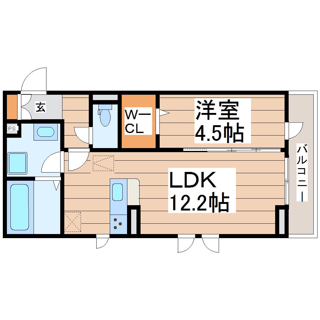 D-ROOM DEARCOURT 幸町 I(1LDK/1階)の間取り写真