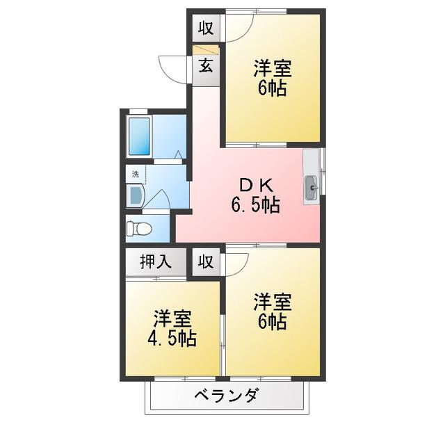 シャンポール飛高(3DK/2階)の間取り写真