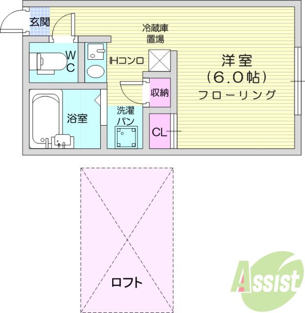 多賀城ウエストA棟(1K/1階)の間取り写真