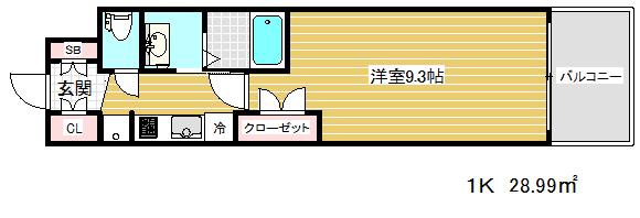 アルファレガロ神戸ウエスト(1K/2階)の間取り写真