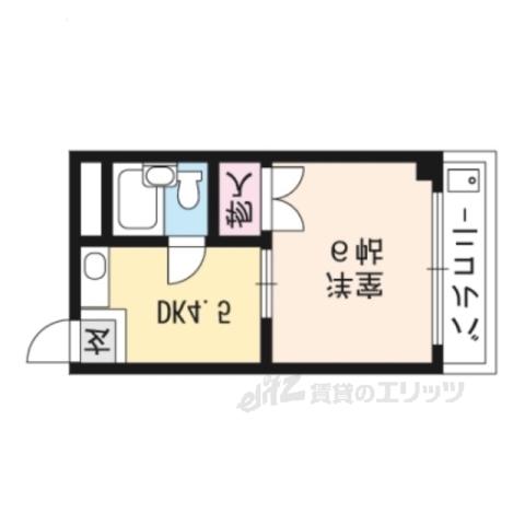 サンライズ北白川(1K/2階)の間取り写真