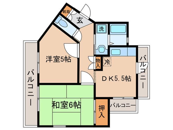 PRAZA陣屋(2DK/2階)の間取り写真