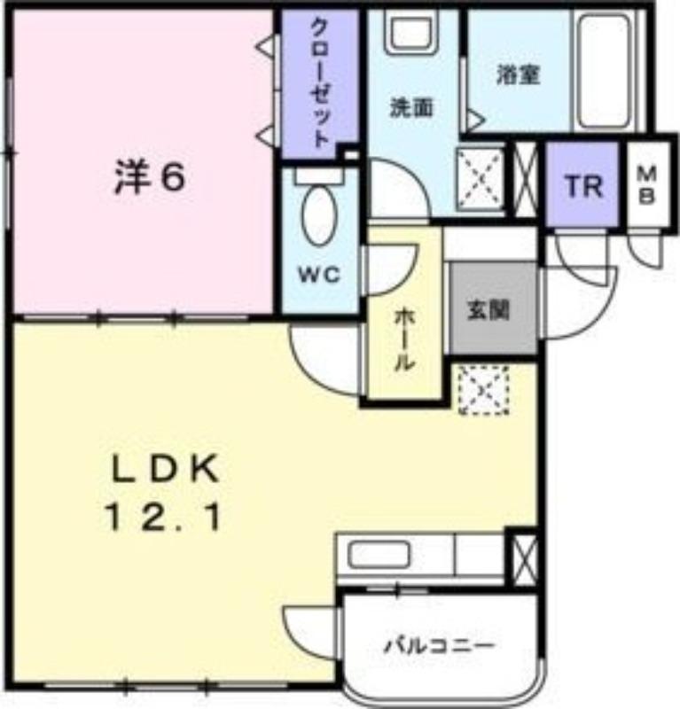 パレス サン リバー(1LDK/2階)の間取り写真