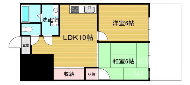 吉田近衛町集合(2LDK/1階)の間取り写真