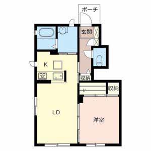 シャーメゾン秋山B(1LDK/1階)の間取り写真