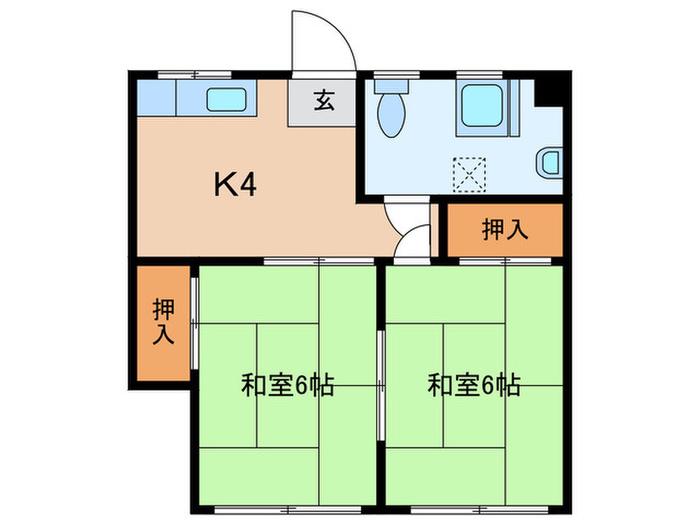 第2白井ビル(2K/5階)の間取り写真