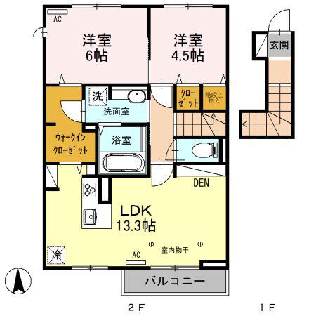 トラース沃宮(2LDK/2階)の間取り写真