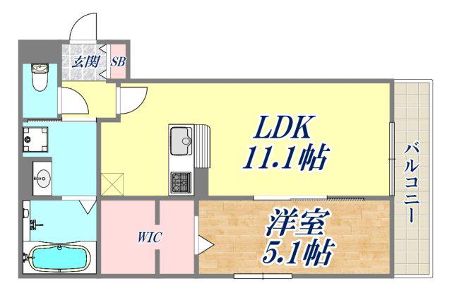 フィオーレ(1LDK/2階)の間取り写真