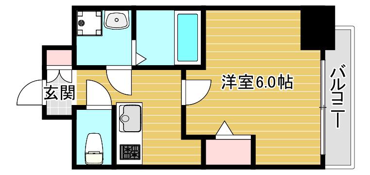 エスリード難波ザ・アーク(1K/10階)の間取り写真