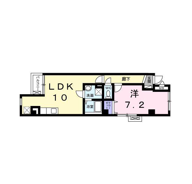 ディアコート積み木(1LDK/3階)の間取り写真