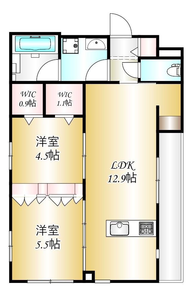 CITRUS RESIDENS 東棟(2LDK/1階)の間取り写真