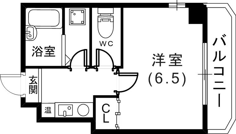 エスポワール三宮(1K/8階)の間取り写真