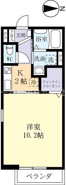 WIZARD(1K/2階)の間取り写真