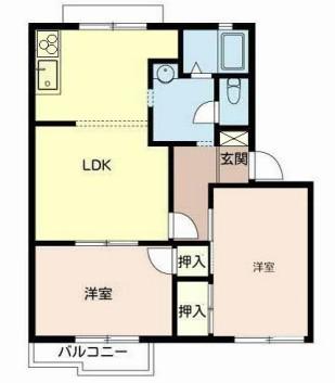 白東ハイツ(2LDK/2階)の間取り写真