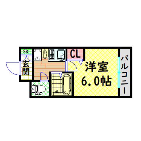 エスリード上本町北(1K/11階)の間取り写真