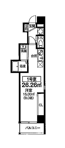 ビガーポリス369天神橋三丁目IIアルチェ(ワンルーム/8階)の間取り写真