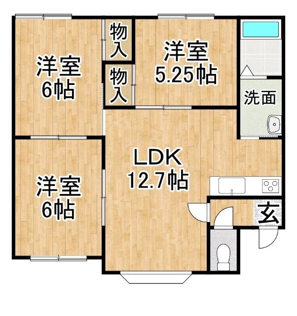 アートヒルズI(3LDK/1階)の間取り写真