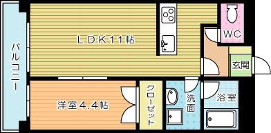 ZENS清水(1LDK/3階)の間取り写真