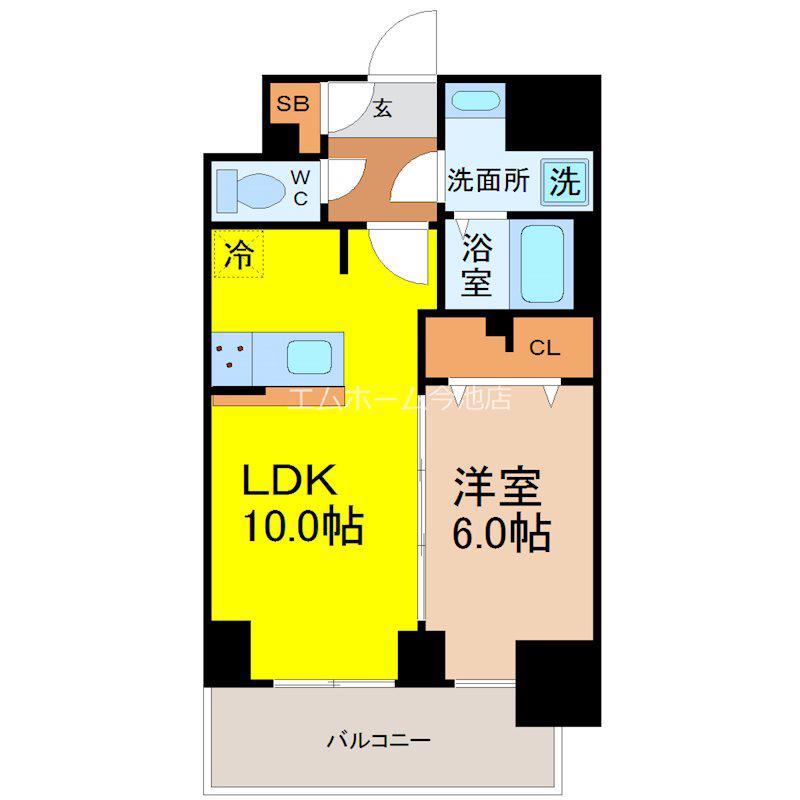 RICHEDOR古出来(1LDK/13階)の間取り写真