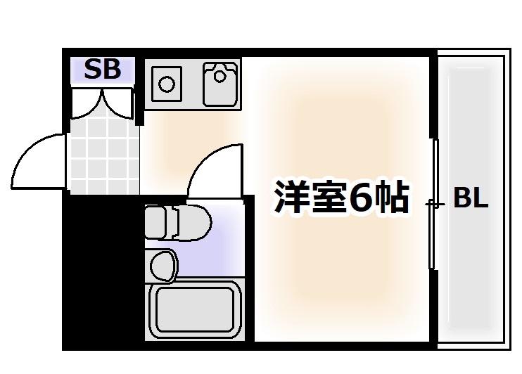 ロイヤルレスト桑津(ワンルーム/5階)の間取り写真
