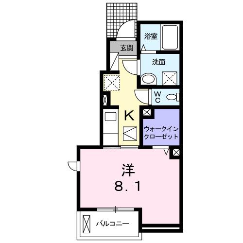 フィオリーレ VI(1K/1階)の間取り写真