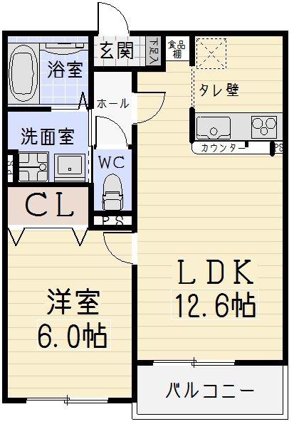 ベルメゾンIII(1LDK/1階)の間取り写真