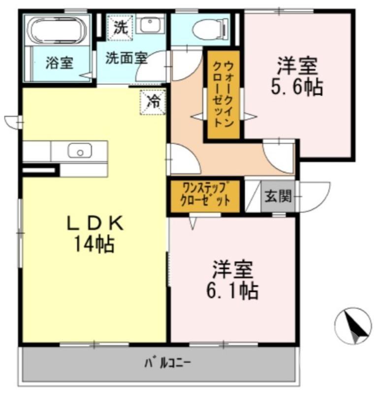 フルーレ・咲(2LDK/2階)の間取り写真