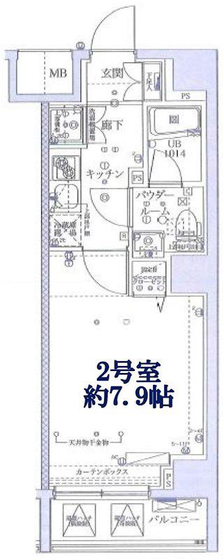 スクエアシティ横浜新子安(1K/8階)の間取り写真