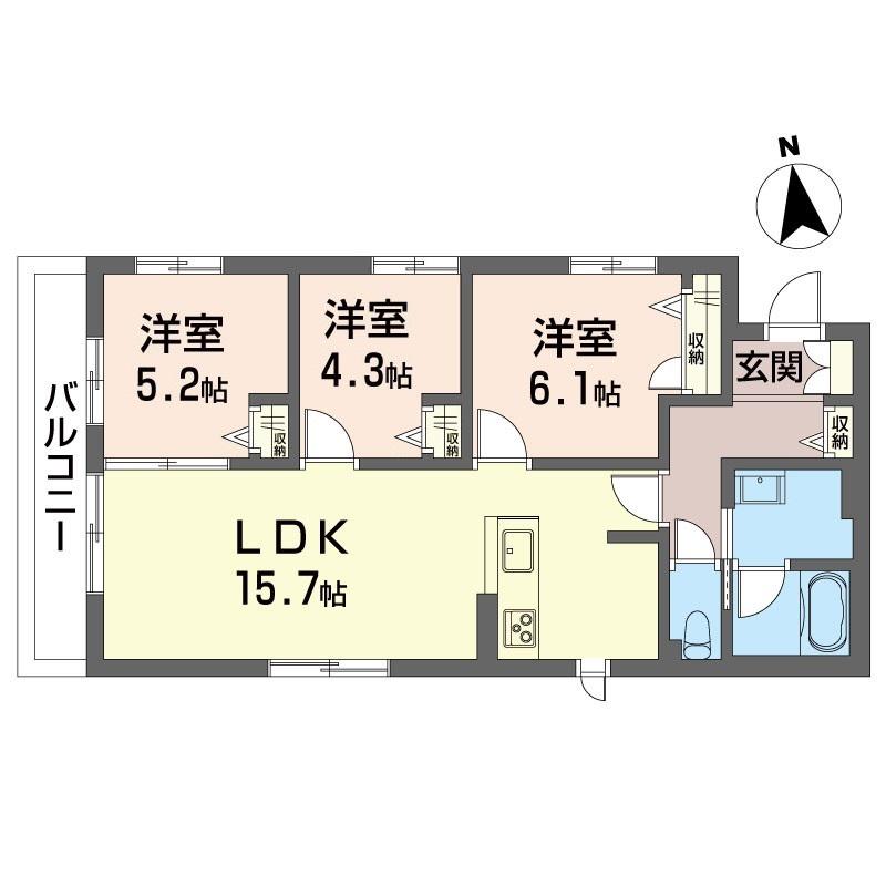 フィオーレ(3LDK/2階)の間取り写真