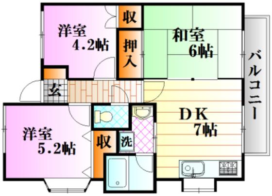 コンチェルトNOBORI(3DK/1階)の間取り写真
