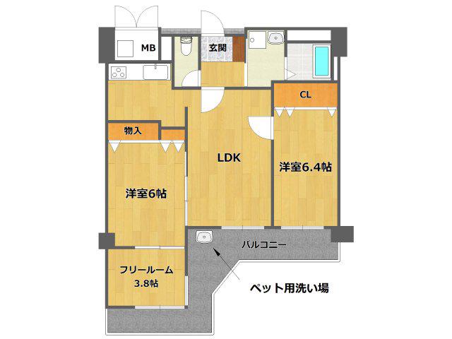 エーデル阪部(2SLDK/3階)の間取り写真