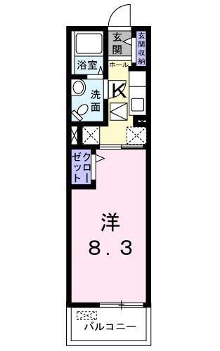 フライハイト(1K/1階)の間取り写真