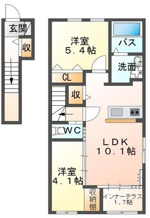 ルミーナ開成(1LDK/2階)の間取り写真