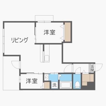 モダンエイト高宮リエイト(2LDK/6階)の間取り写真