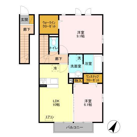 DANDELION A(2LDK/2階)の間取り写真