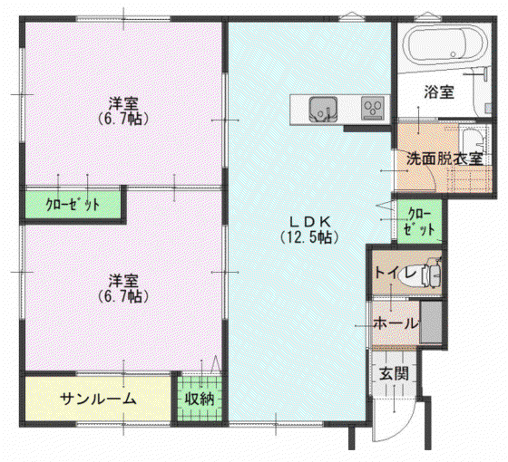 フューチャー(2LDK/1階)の間取り写真