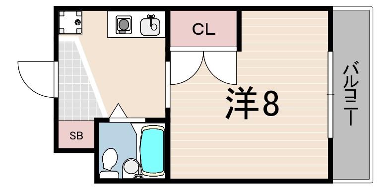 グランメール園田(1K/1階)の間取り写真
