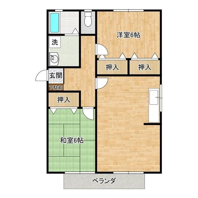 ハイツMUTO(2LDK/1階)の間取り写真