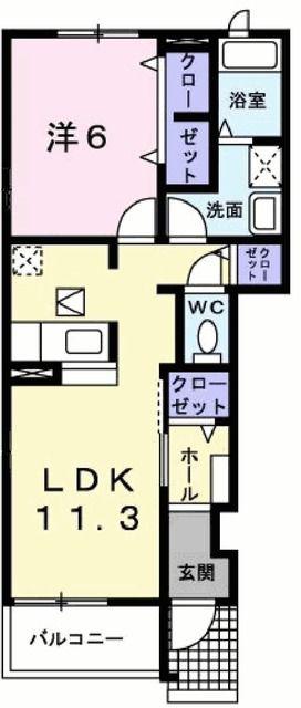 ヴィラ ジール(1LDK/1階)の間取り写真