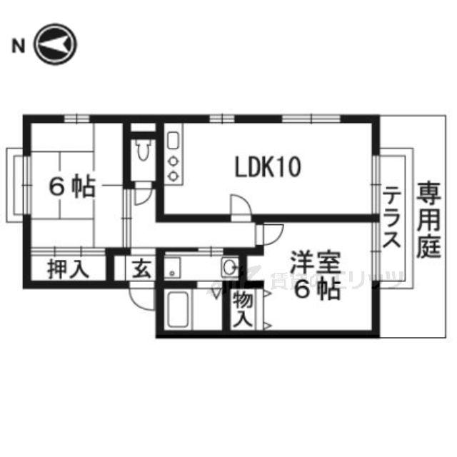 キャッスルサイド出丸(2LDK/1階)の間取り写真